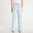 Jeans wide leg taille haute denim bleach femme