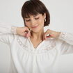 Blouse maille relief&eacute;e blanc femme