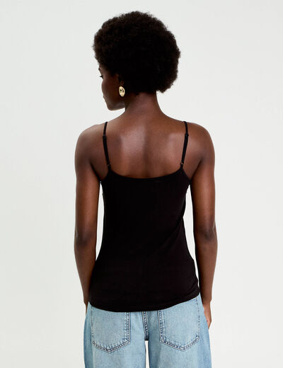 D&eacute;bardeur ajust&eacute; d&eacute;collet&eacute; dentelle noir femme