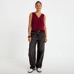D&eacute;bardeur sans manches bordeaux femme