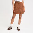 Jupe trap&egrave;ze courte aspect daim marron femme