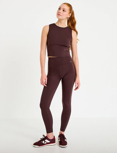 Leggings taille haute marron fonc&eacute; femme