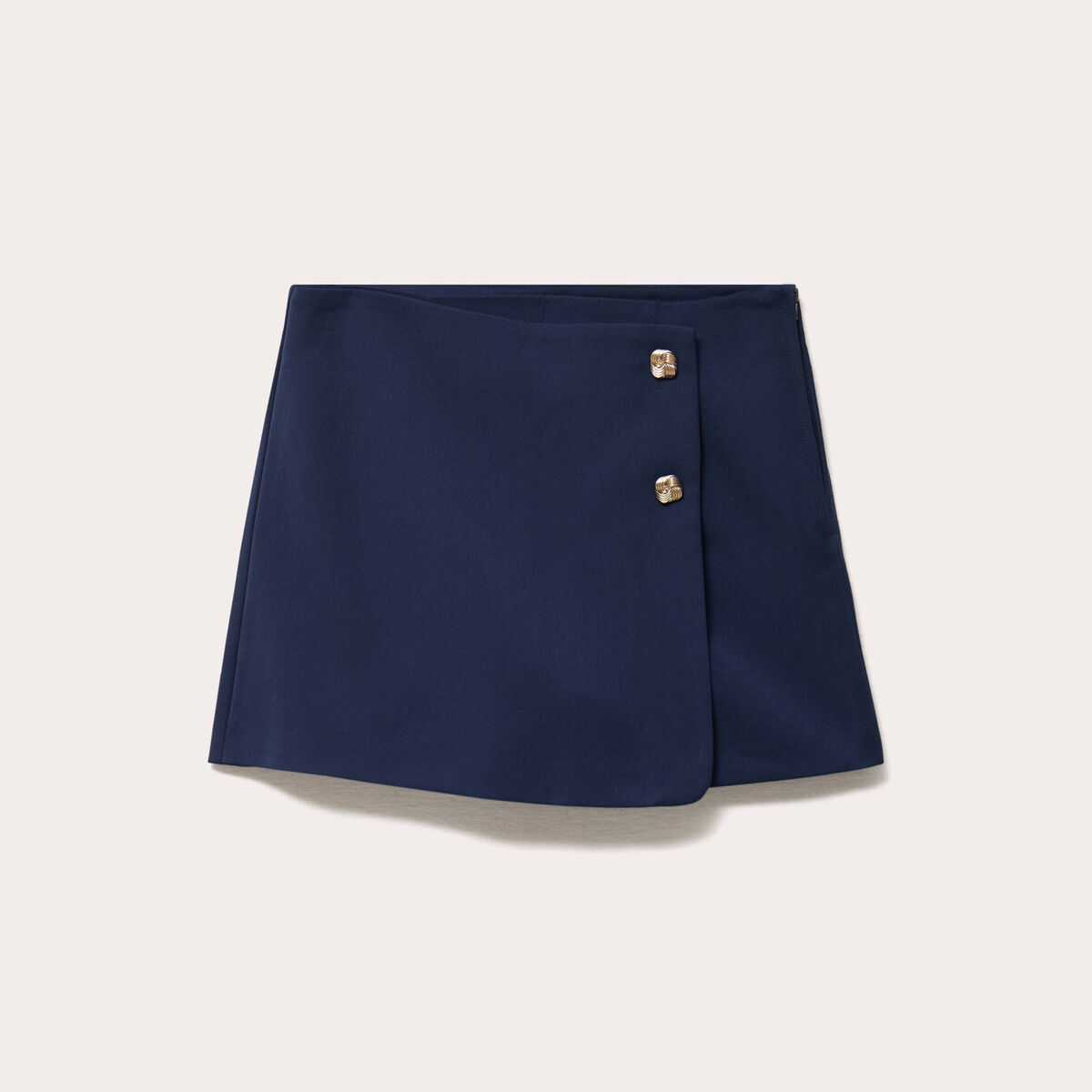 Jupe-short trap&egrave;ze courte bleu marine femme