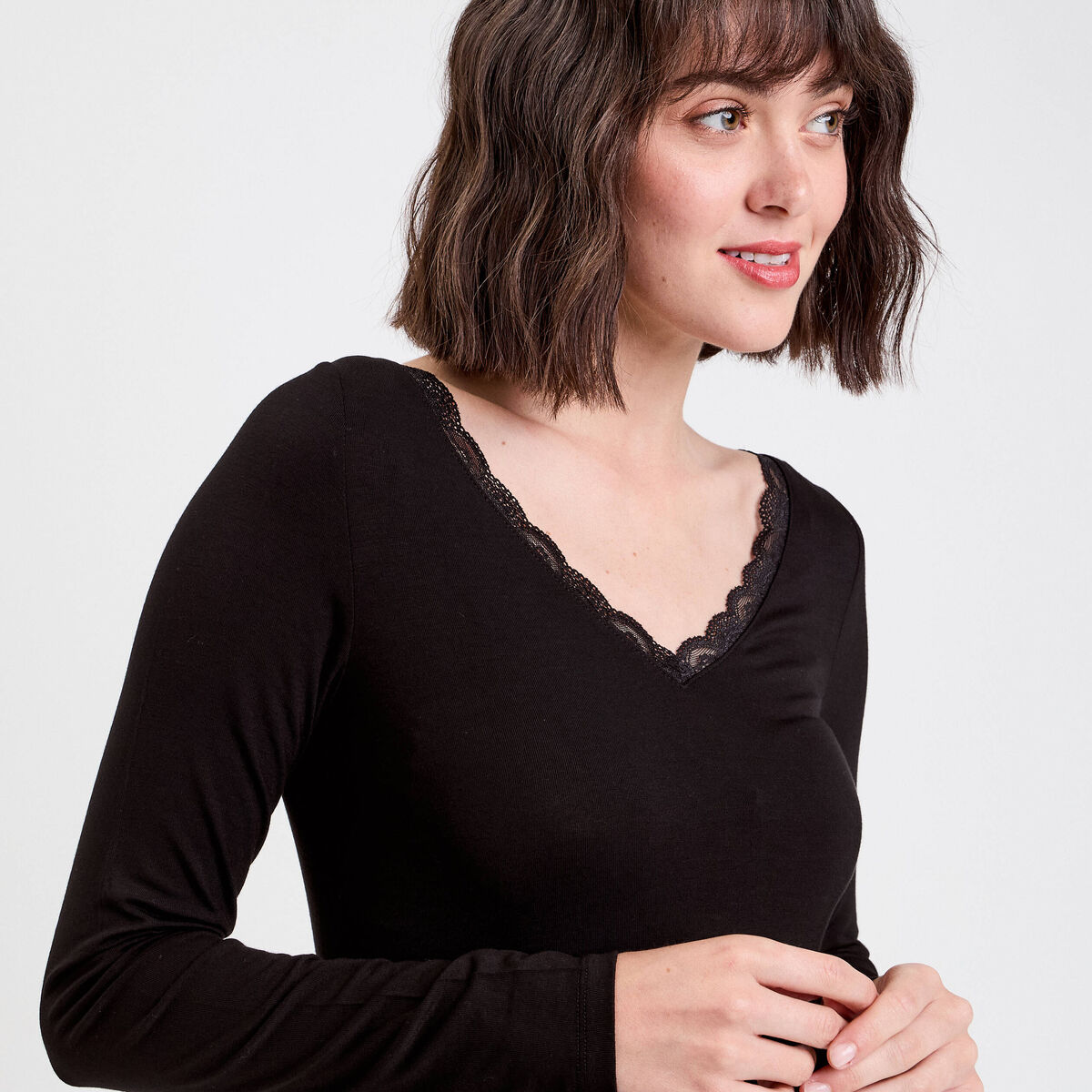 T-shirt manches longues noir femme