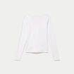 Top ajust&eacute; col v manches longues blanc femme