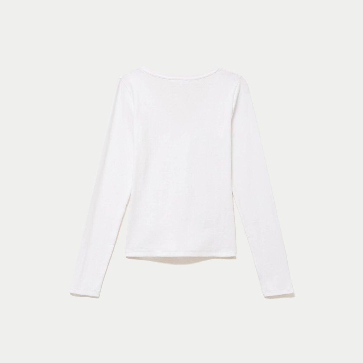 Top ajust&eacute; col v manches longues blanc femme