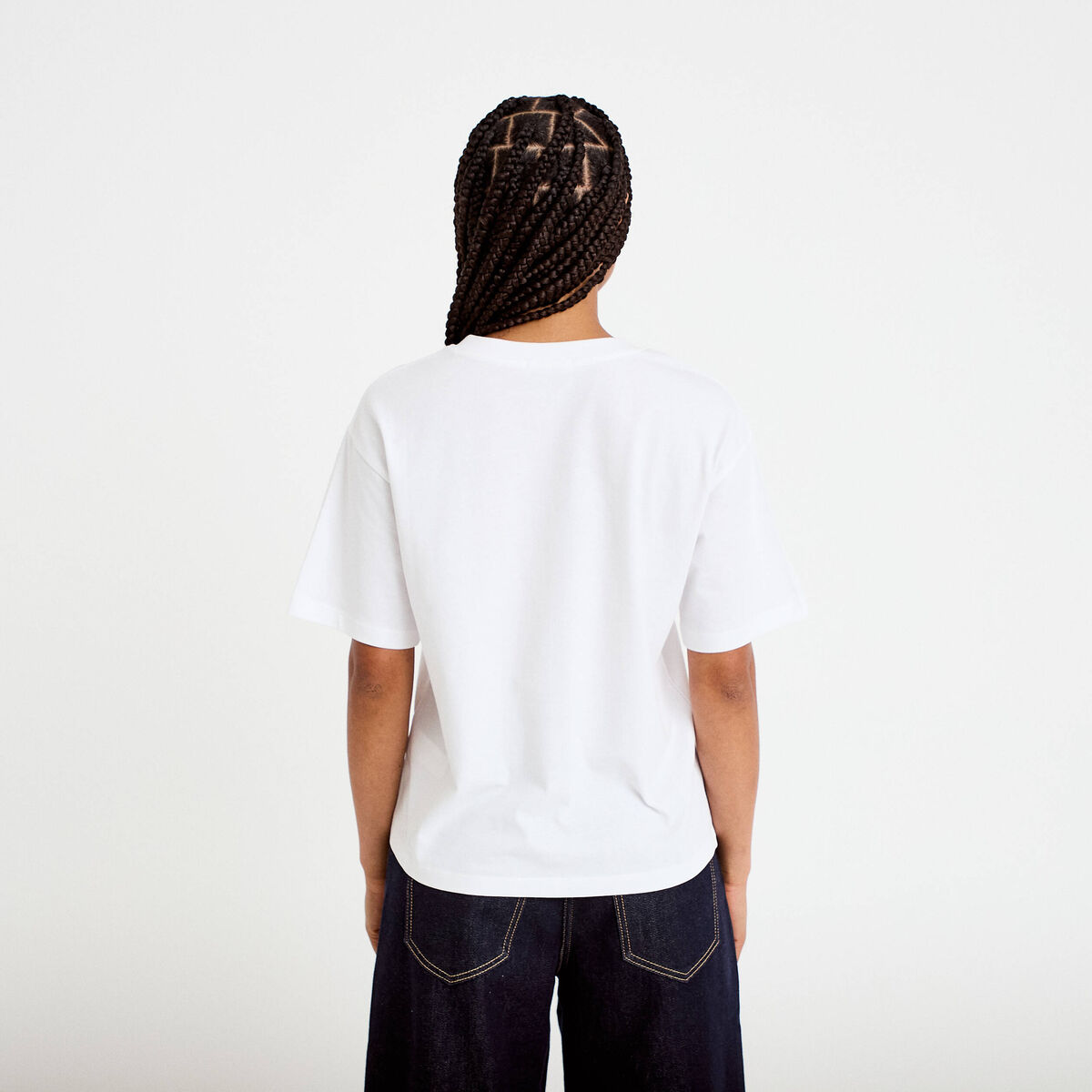 T-shirt col v manches courtes blanc femme