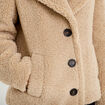 Manteau droit bouclettes col tailleur beige femme