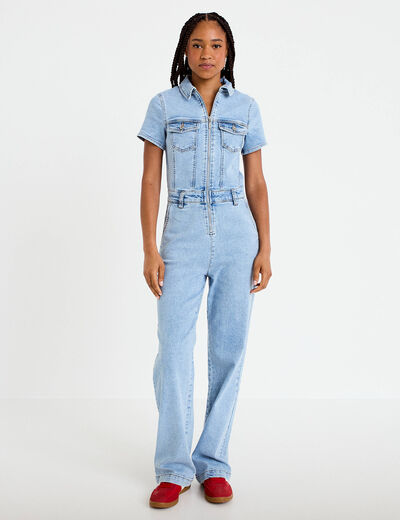 Combinaison pantalon en jean denim triple stone femme