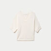 Pull ample col v manches courtes blanc femme