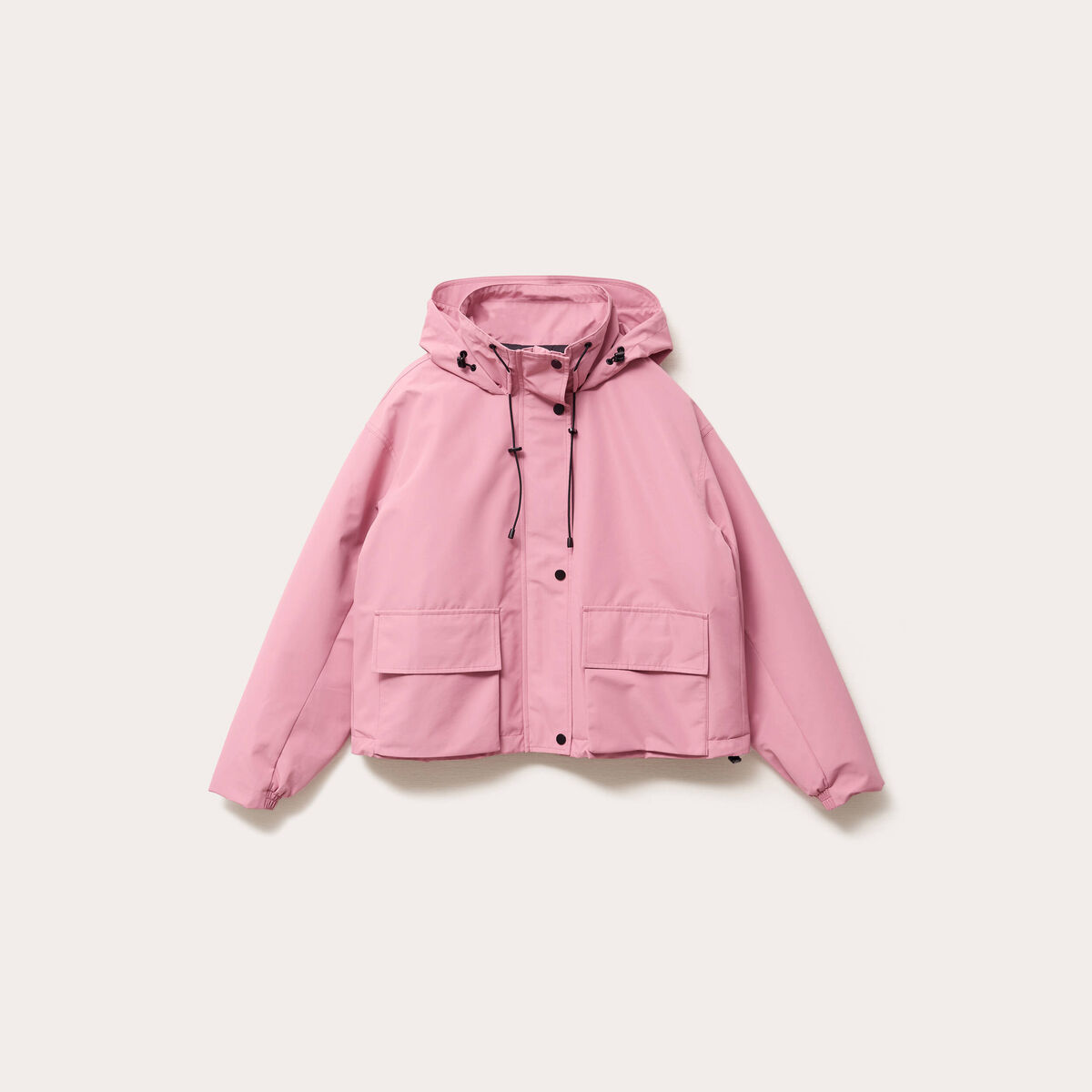 Veste courte bas resserr&eacute; &agrave; capuche rose clair femme