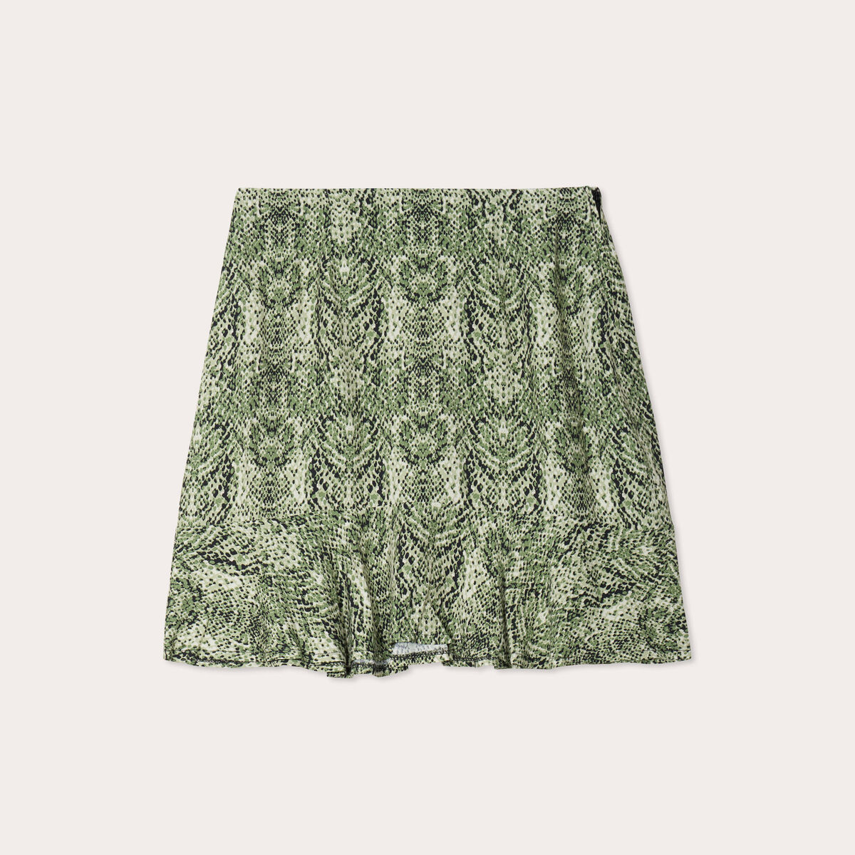 Jupe courte &eacute;vas&eacute;e vert kaki femme