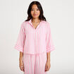 Blouse ample col tunisien manches 3/4 rose femme
