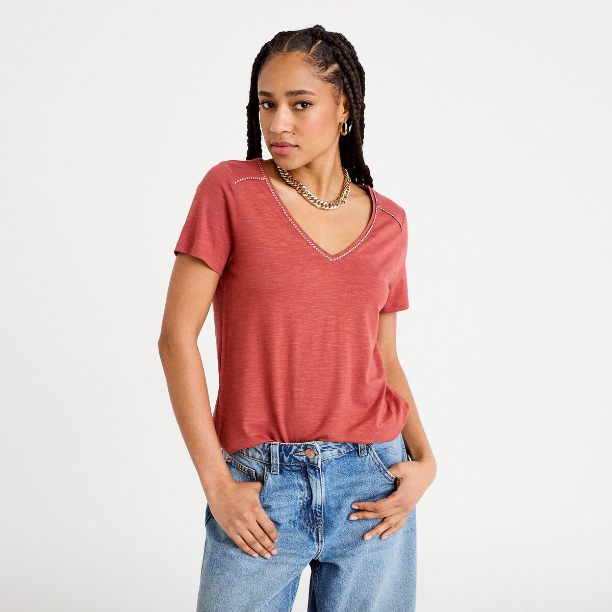 T-shirt manches courtes vieux rose femme