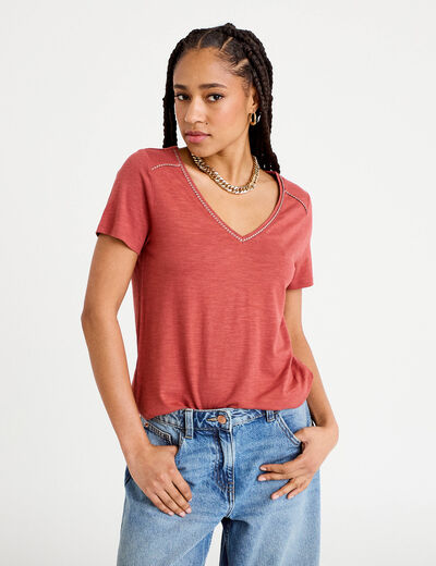 T-shirt manches courtes vieux rose femme
