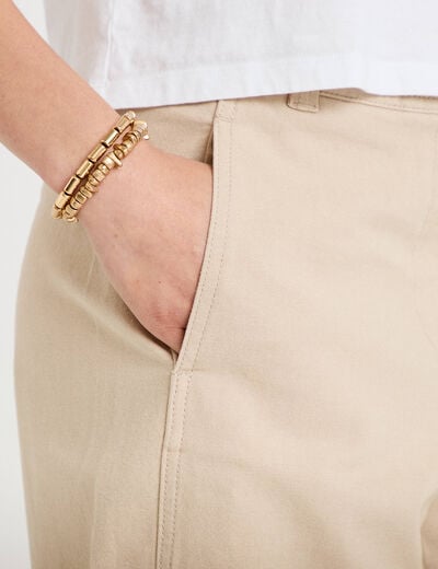 Pantalon chino coupe barrel beige femme