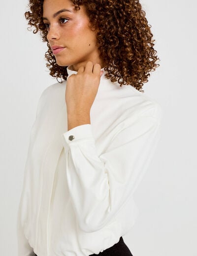 Veste cropped bas resserr&eacute; ecru femme
