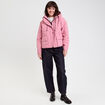 Veste courte bas resserr&eacute; &agrave; capuche rose clair femme