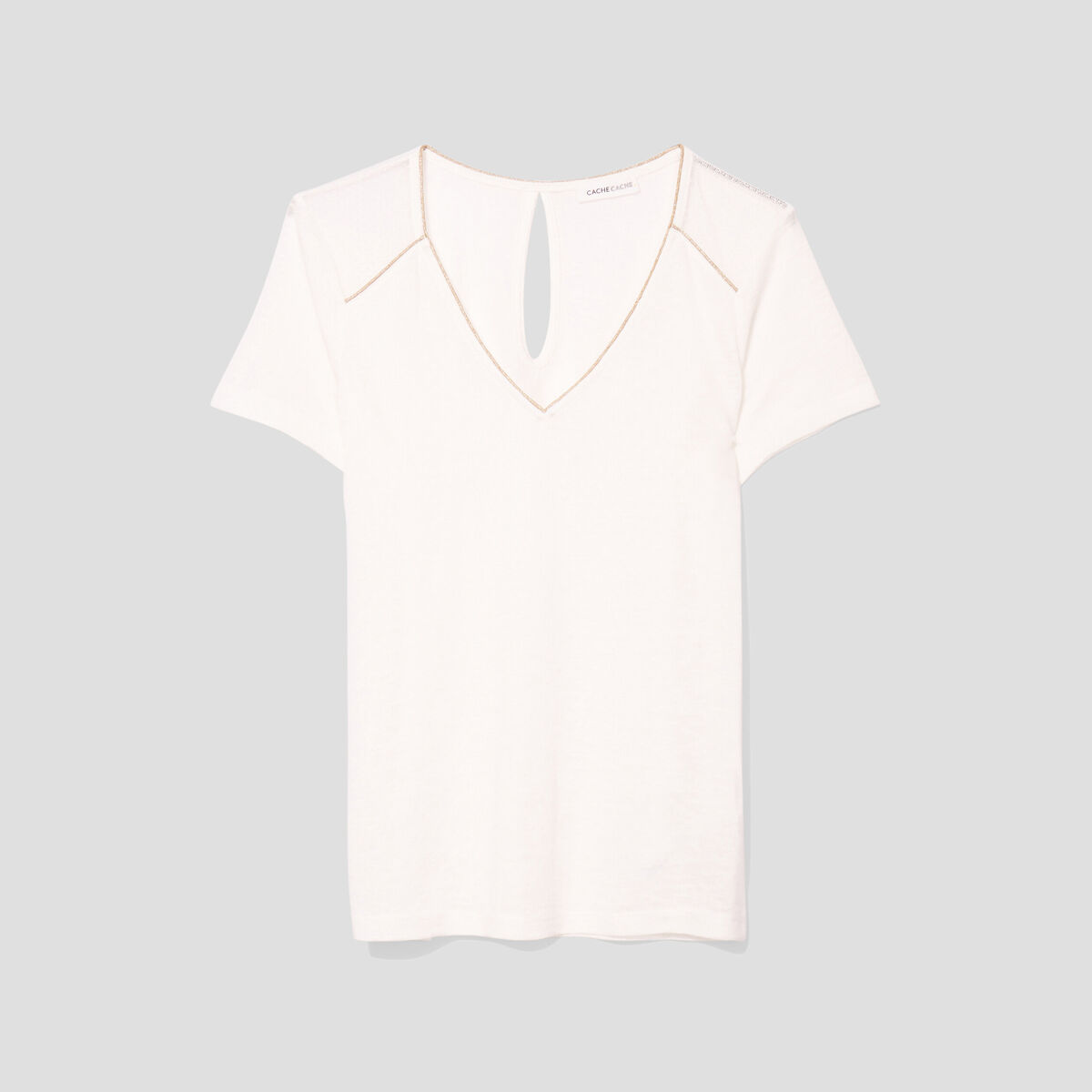 T-shirt manches courtes ecru femme