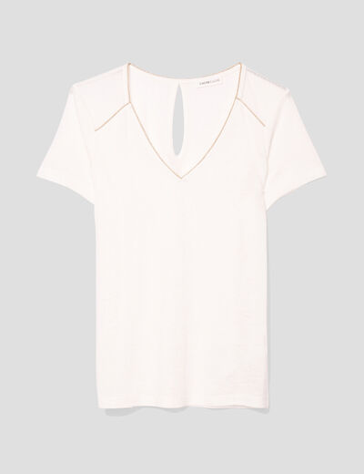 T-shirt manches courtes ecru femme