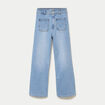 Jean wide leg cropped taille haute denim bleach femme