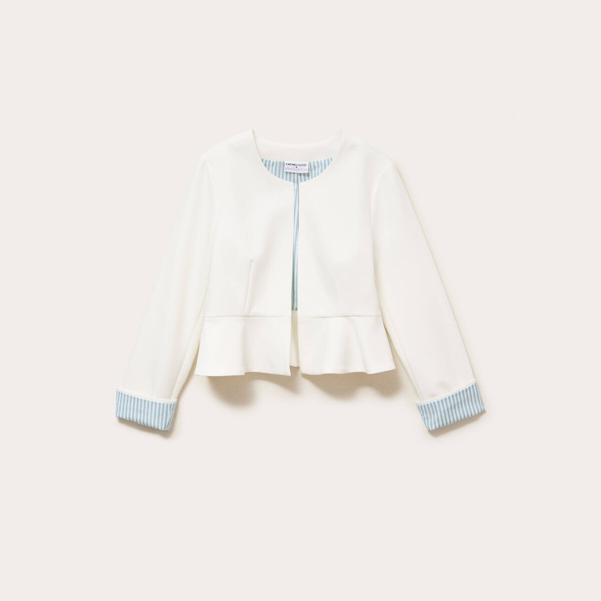 Veste p&eacute;plum Bridgerton ecru femme
