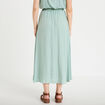 Jupe longue &eacute;vas&eacute;e satin vert pastel femme