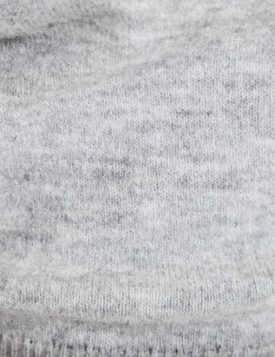 Pull col bateau manches longues gris clair femme