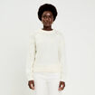Pull brod&eacute; manches longues ecru femme