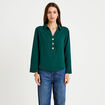 Blouse manches longues vert fonc&eacute; femme