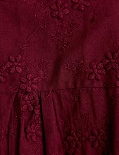 Blouse droite col rond manches longues bordeaux femme