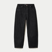 Jean barrel cropped taille standard denim noir femme