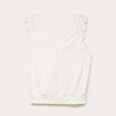 Top droit court sans manches en dentelle ecru femme
