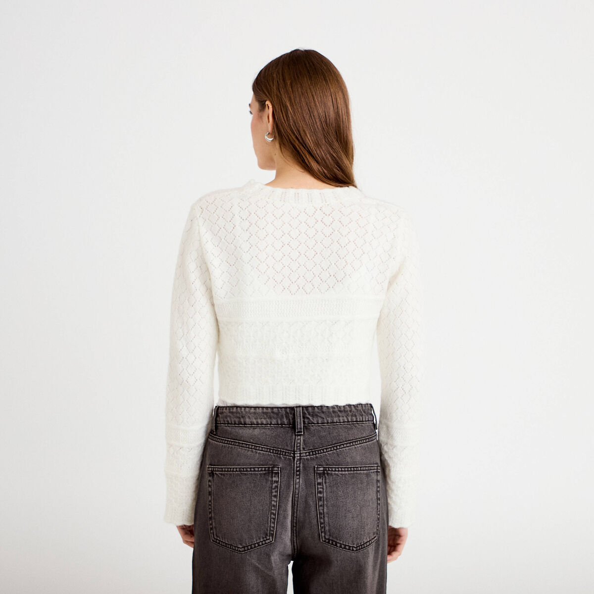 Gilet manches longues ecru femme