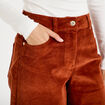 Pantalon barrel en velours marron cognac femme