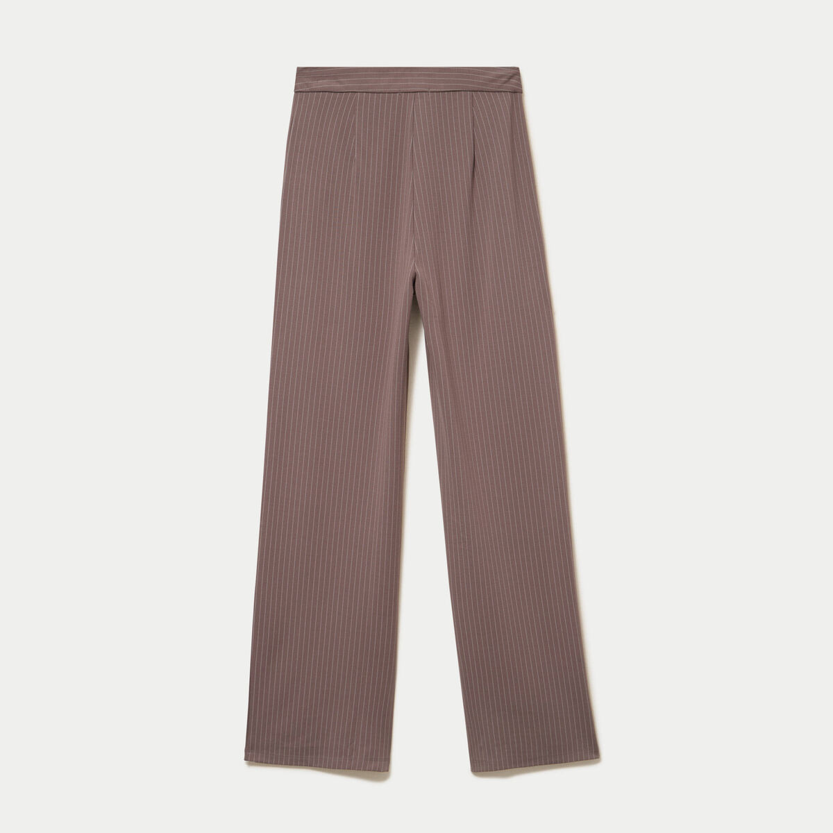 Pantalon large taille haute taupe femme