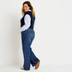 Jeans wide leg taille haute bleu fonc&eacute; femme
