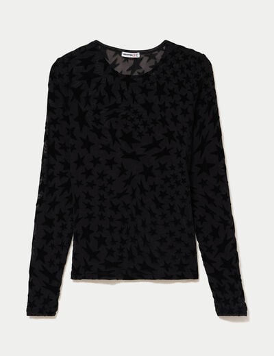 T-shirt ajust&eacute; manches longues noir femme