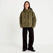Veste courte bas resserr&eacute; &agrave; capuche vert kaki femme