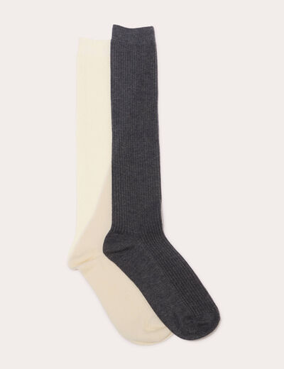 Lot de 2 paires de chaussettes gris fonc&eacute; femme