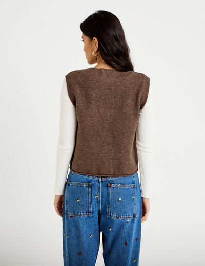 Gilet sans manches marron fonc&eacute; femme