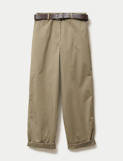 Pantalon chino avec ceinture amovible gris femme