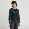 Blouse p&eacute;plum dentelle vert fonc&eacute; femme