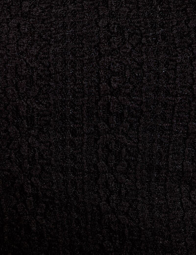 Top en dentelle col rond manches courtes noir femme