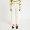 Pantalon taille haute velours ecru femme
