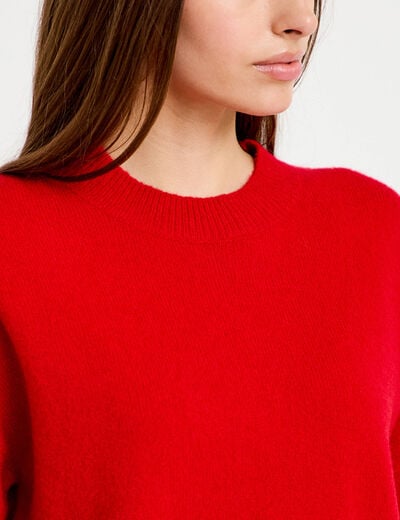Pull col rond rouge femme