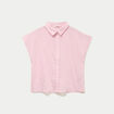 Chemise ample pliss&eacute;e manches courtes rose femme