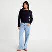 Pull col bateau bleu marine femme