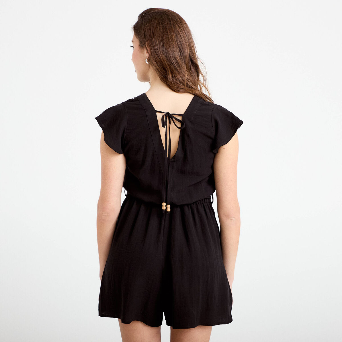 Combishort fluide noir femme