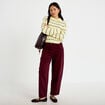 Pantalon large en velours bordeaux femme